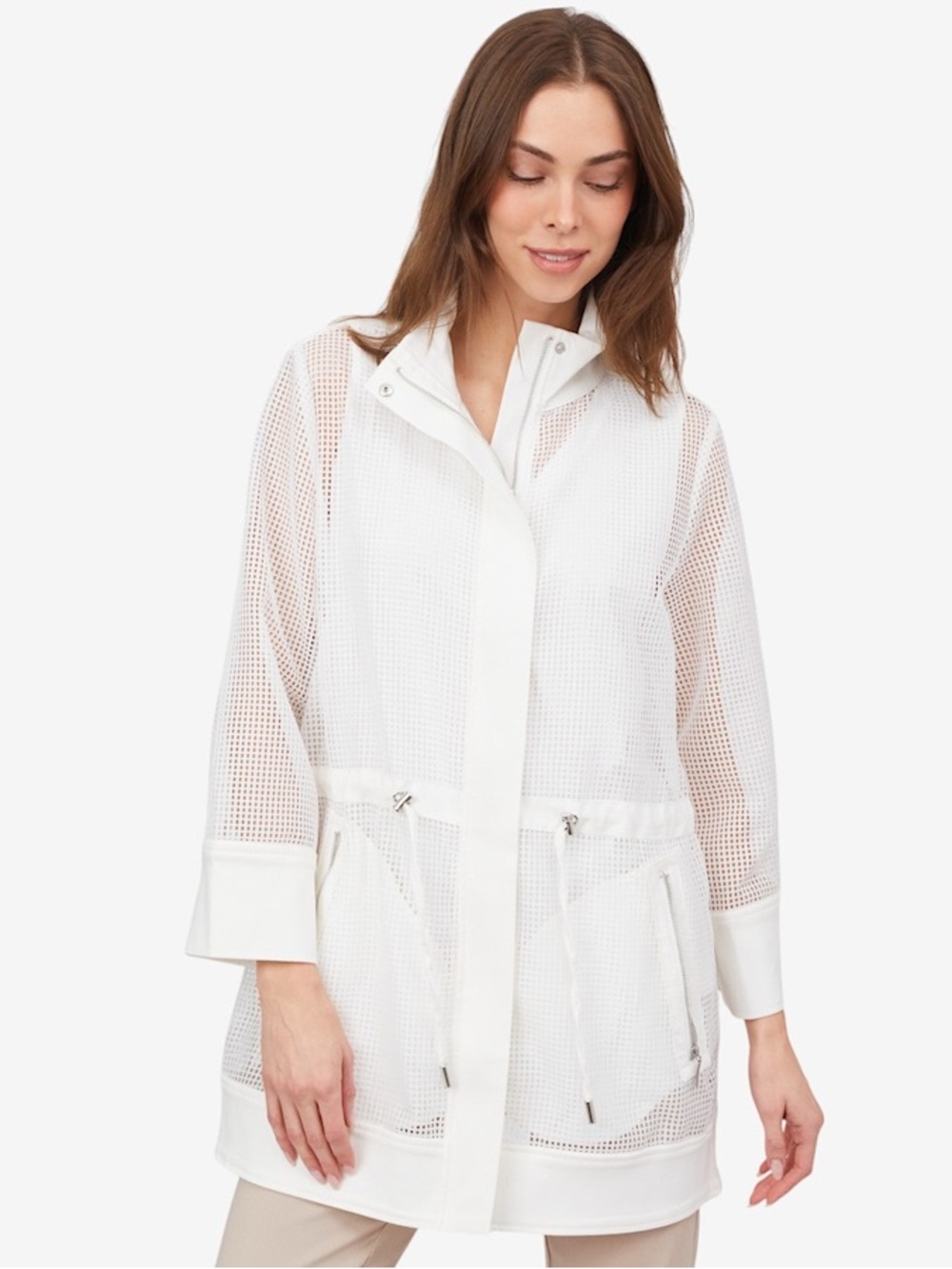 MarlaWynne White Mesh Utility Jacket